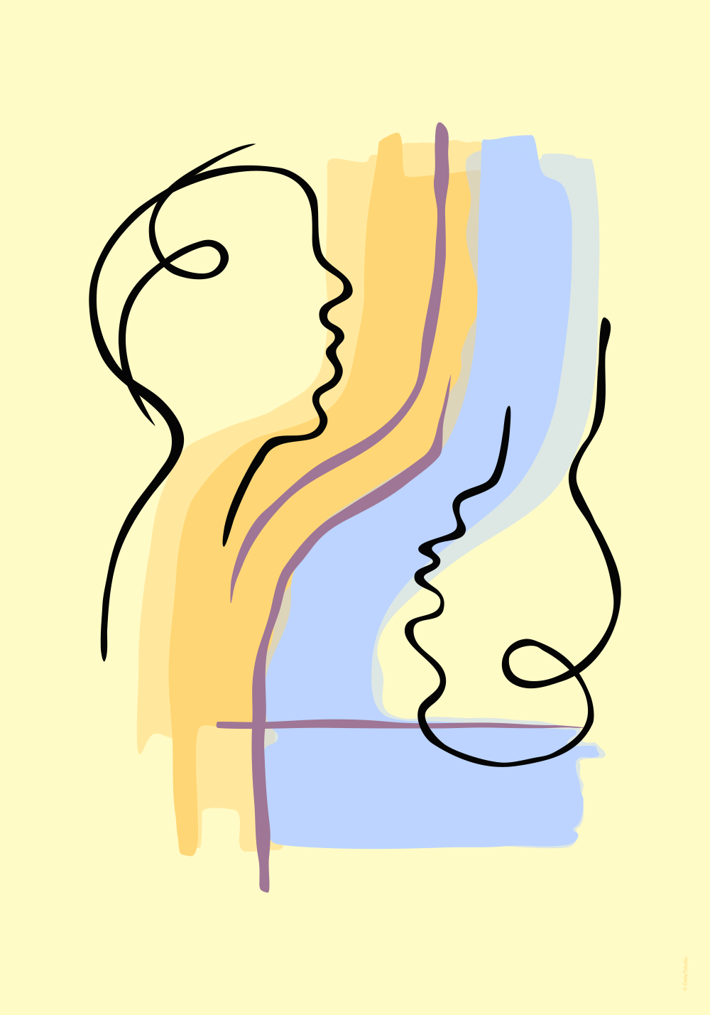 The Loop II — single-line faces art print